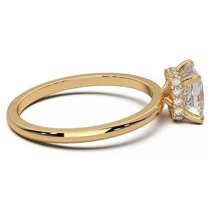 Princess Cut Lab-Grown Diamond Ring with Hidden Halo