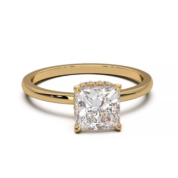 Princess Cut Lab-Grown Diamond Ring with Hidden Halo