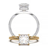 Princess cut lab-grown diamond ring with a hidden halo setting, showcasing a brilliant one-carat diamond.