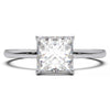 Princess cut lab-grown diamond ring with a hidden halo setting, showcasing a brilliant one-carat diamond.