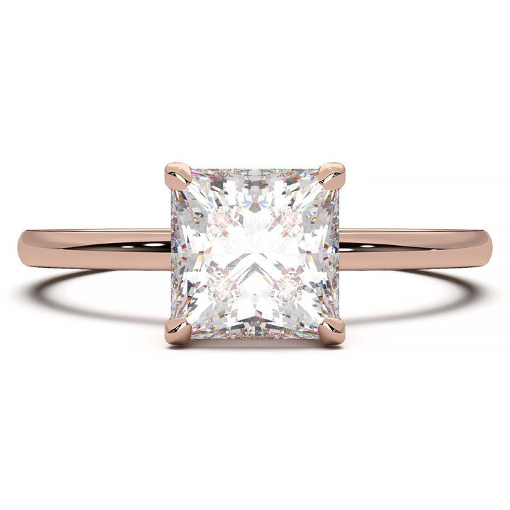 Princess cut lab-grown diamond ring with a hidden halo setting, showcasing a brilliant one-carat diamond.