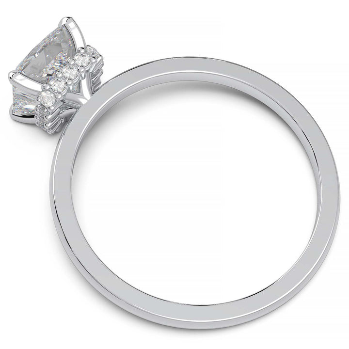 Princess cut lab-grown diamond ring with a hidden halo setting, showcasing a brilliant one-carat diamond.