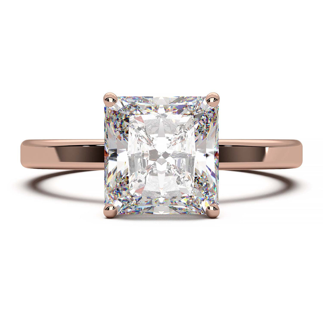 1.9 Carat Square Radiant Cut Lab-Grown Diamond Solitaire Ring