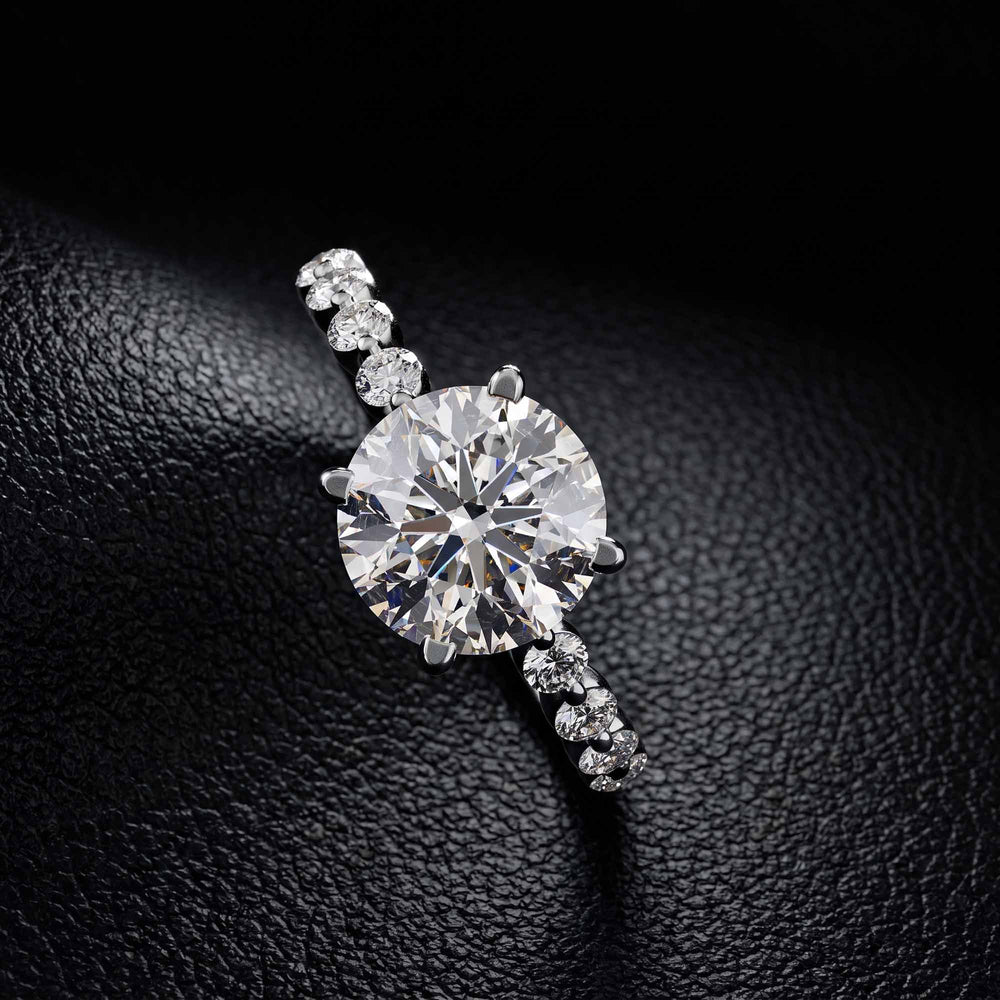 Round Moissanite Engagement Ring with Hidden Halo