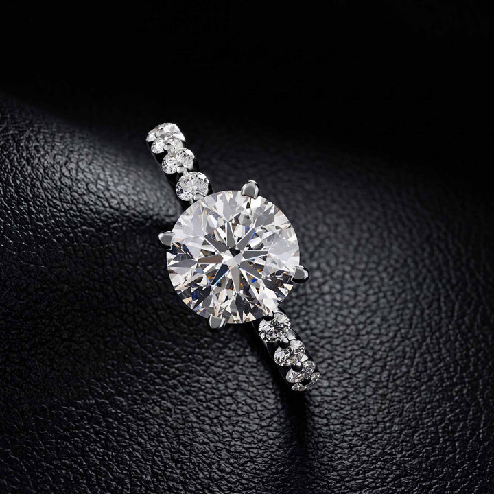 Round Moissanite Engagement Ring with Hidden Halo