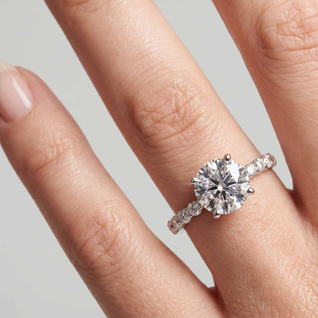 Round Moissanite Engagement Ring with Hidden Halo