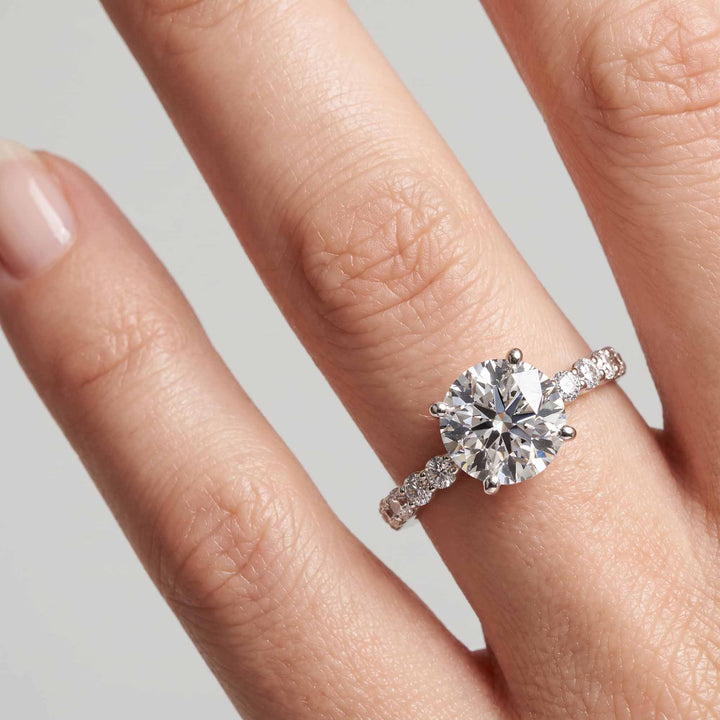 Round Moissanite Engagement Ring with Hidden Halo