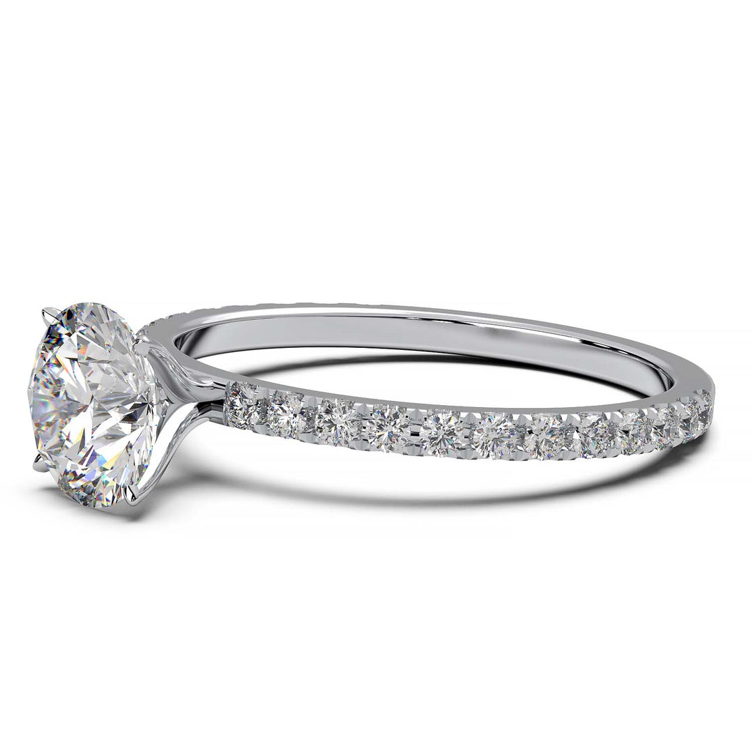 0.8 Carat Round Lab Grown Diamond Pave Engagement Ring