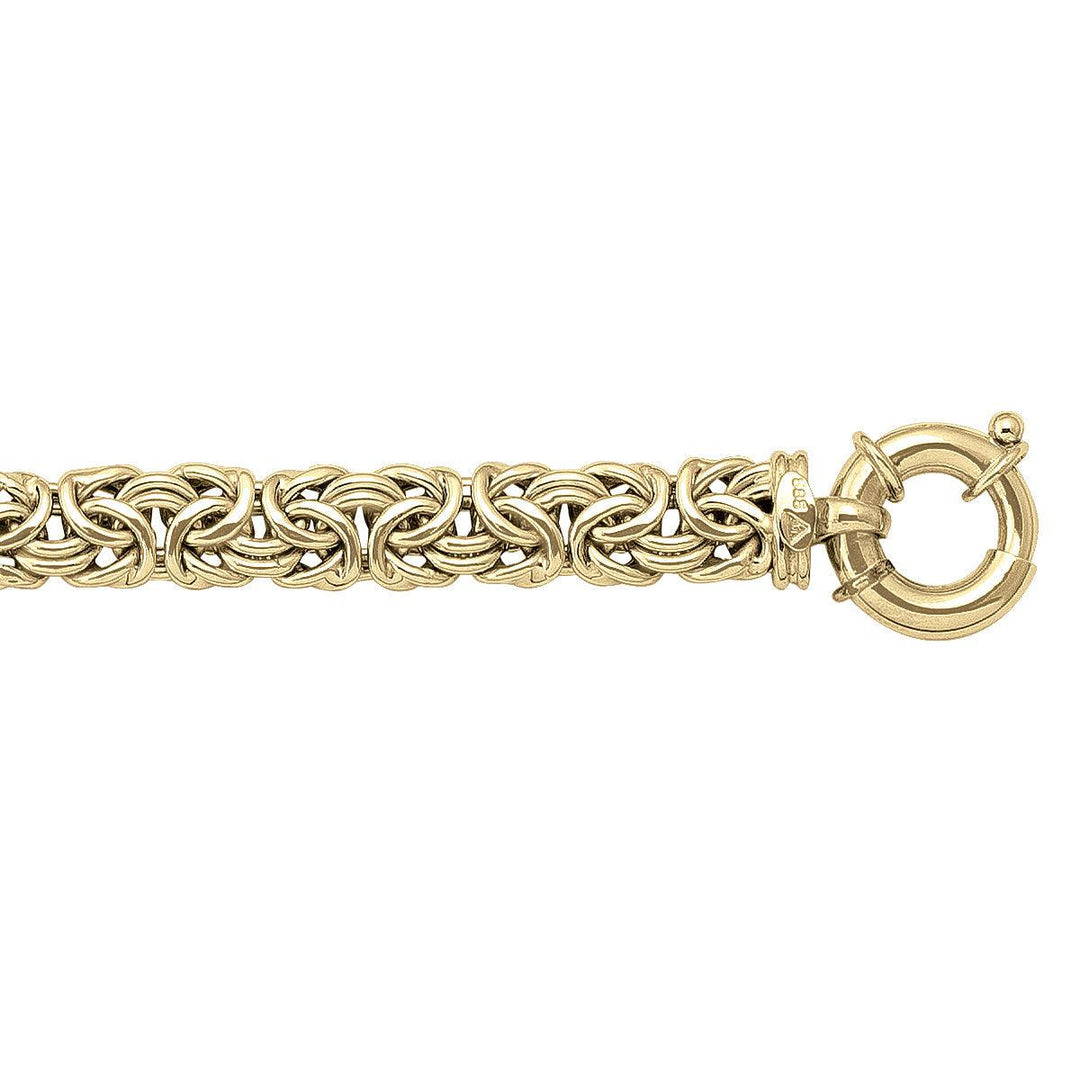 Yellow Gold Byzantine Bracelet - 8 mm Wide - 7.5 inches Long