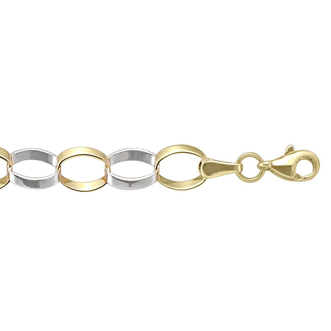 Two-Tone Gold Fancy Bracelet - 6.9 mm Wide - 7.25 inches Long