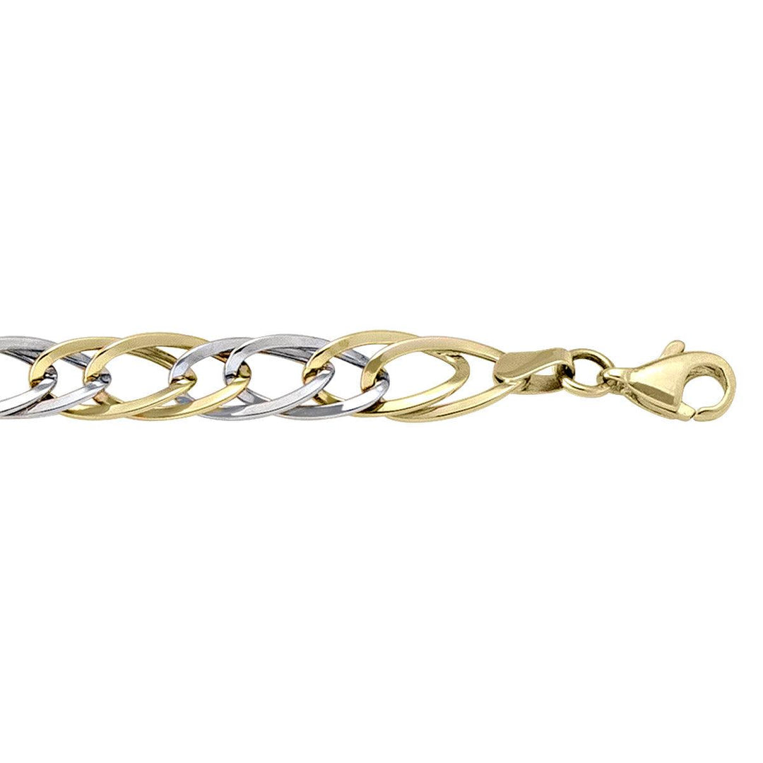 Two-Tone Gold Fancy Bracelet - 6.8 mm Wide - 7.5 inches Long