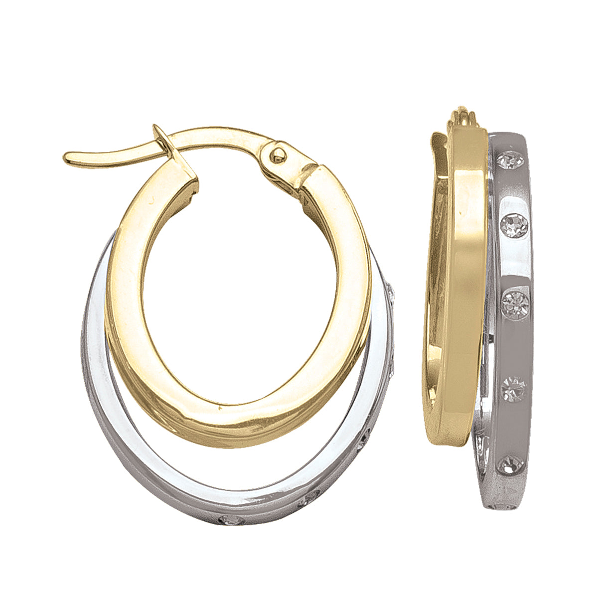 Chic 10k Two-Tone Hoop Earrings, 16.6 mm Width