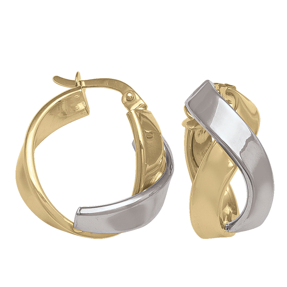 TWO TONE FANCY HOOP EARRING