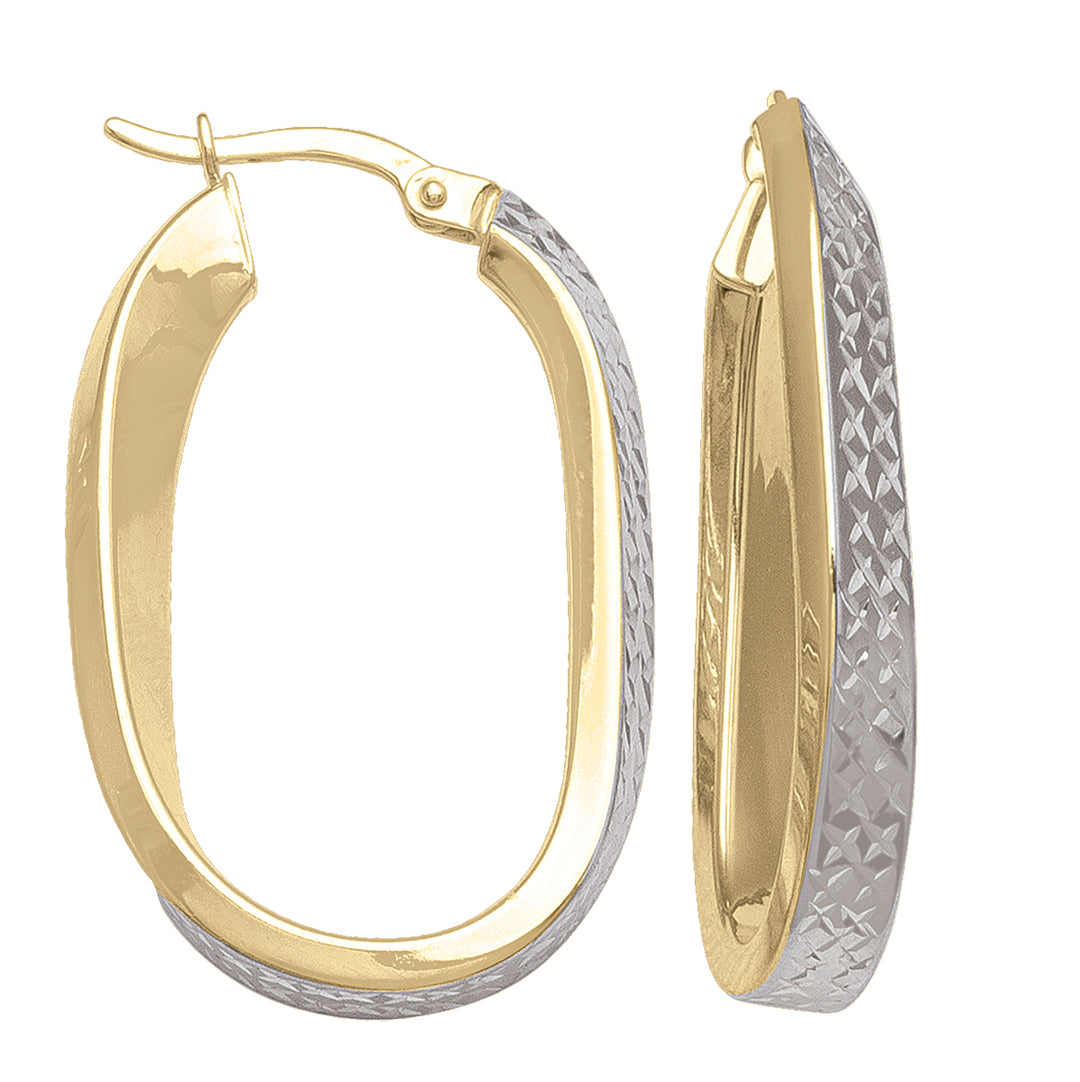 TWO TONE OVAL HOOP EARRING