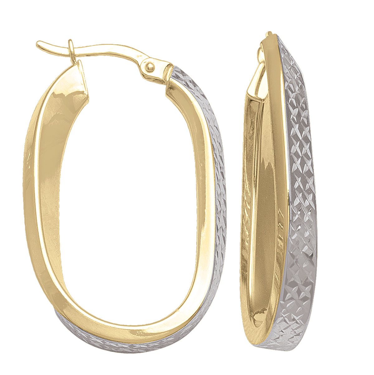 TWO TONE OVAL HOOP EARRING