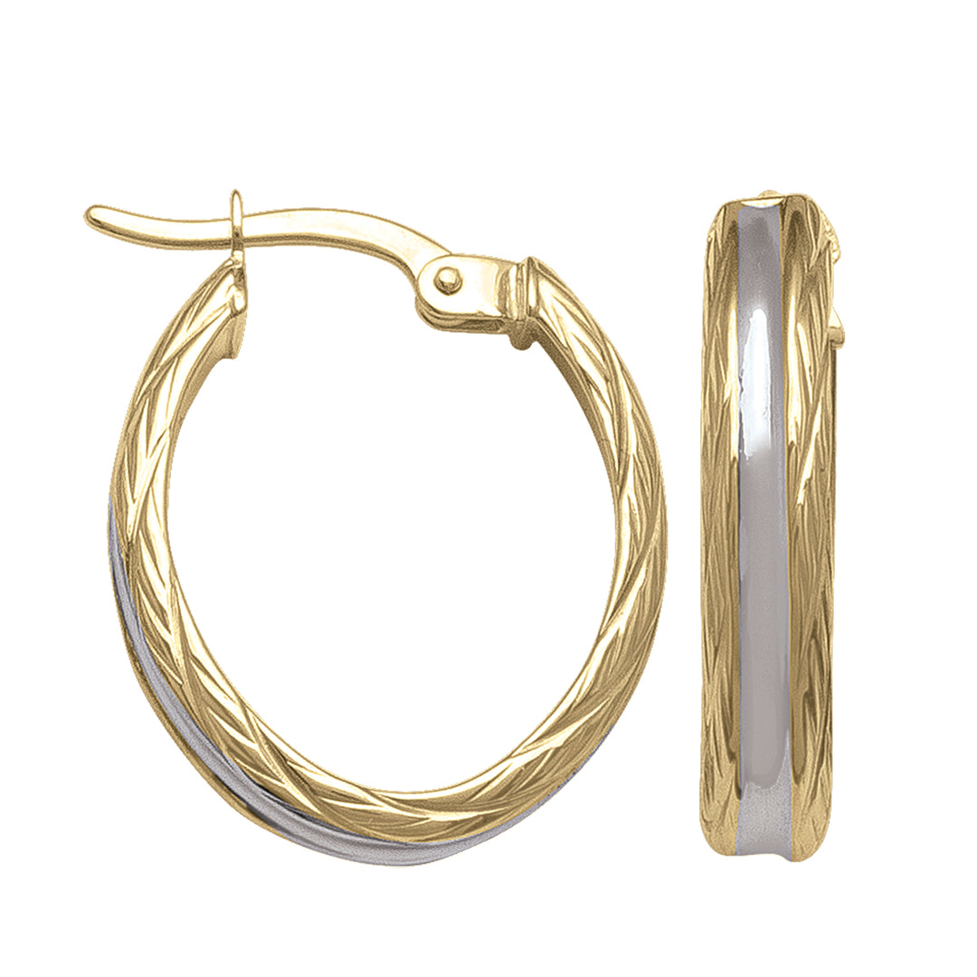 TWO TONE PATTERENED HOOP EARRING