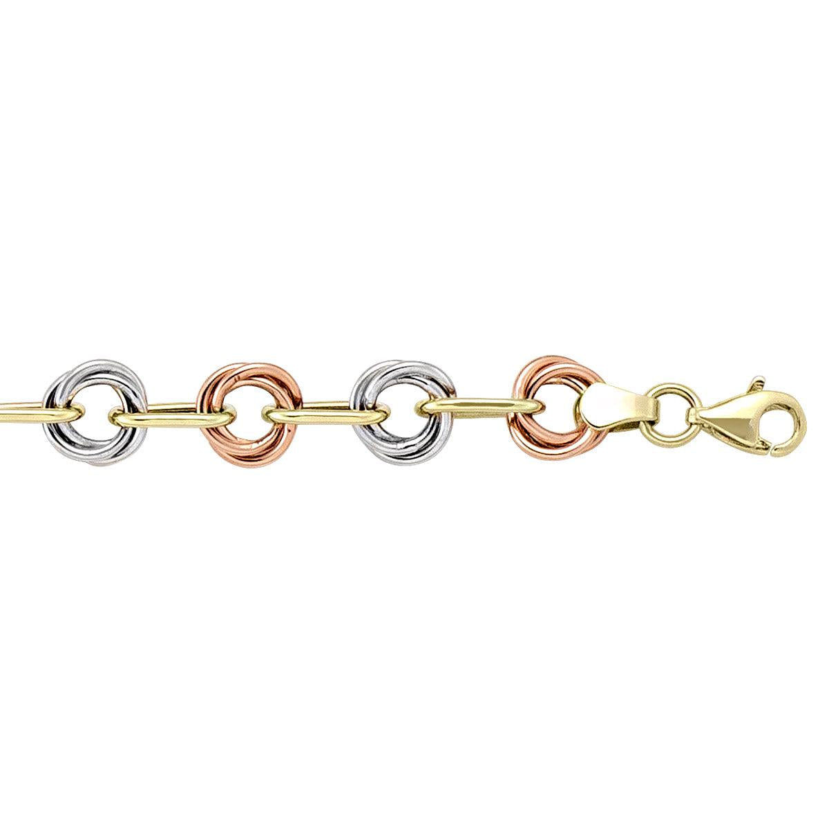 Tri-Color Gold Fancy Bracelet - 8 mm Wide - 7.25 inches Long