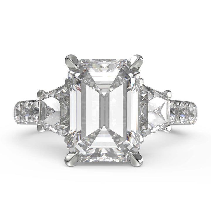 Luxurious Custom Emerald-Cut Diamond Engagement Ring with Trapezoid Side Stones - xnaj2022-04