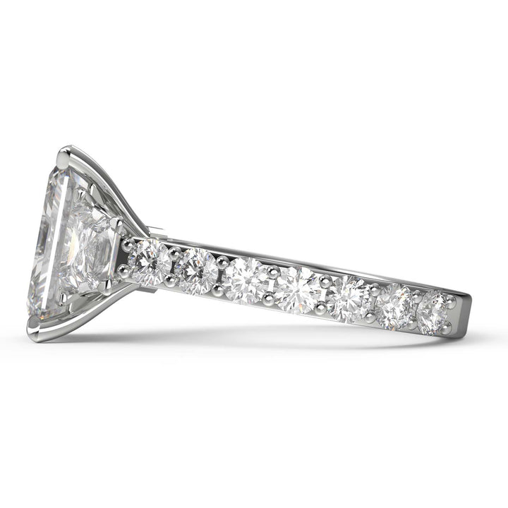 Luxurious Custom Emerald-Cut Diamond Engagement Ring with Trapezoid Side Stones - xnaj2022-04