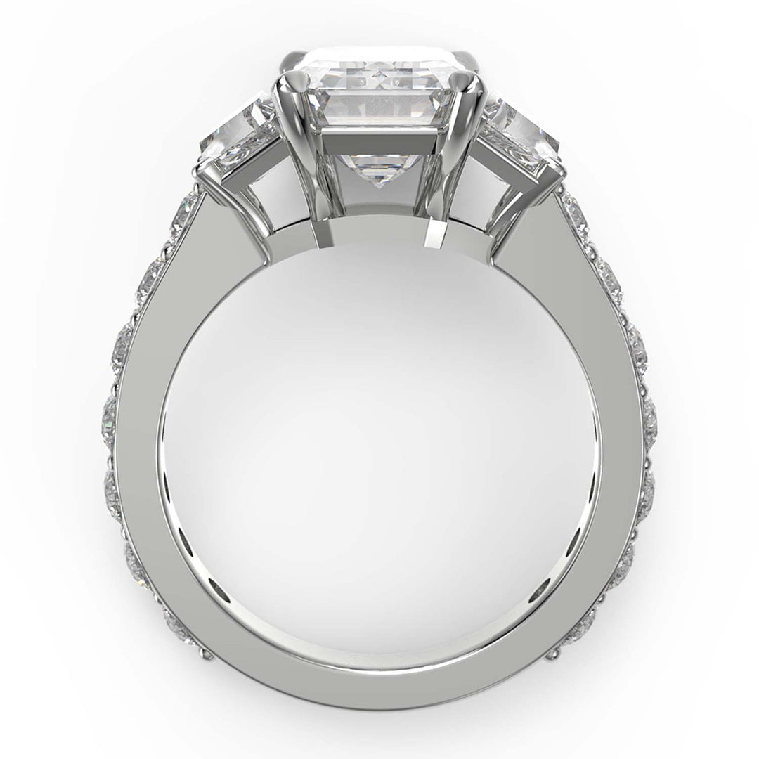 Luxurious Custom Emerald-Cut Diamond Engagement Ring with Trapezoid Side Stones - xnaj2022-04