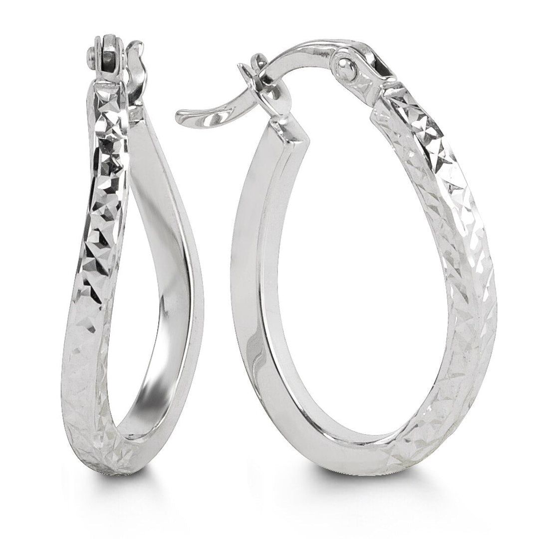 Textured 10K White Gold Hoop Earrings | RUDIX JEWELLERY