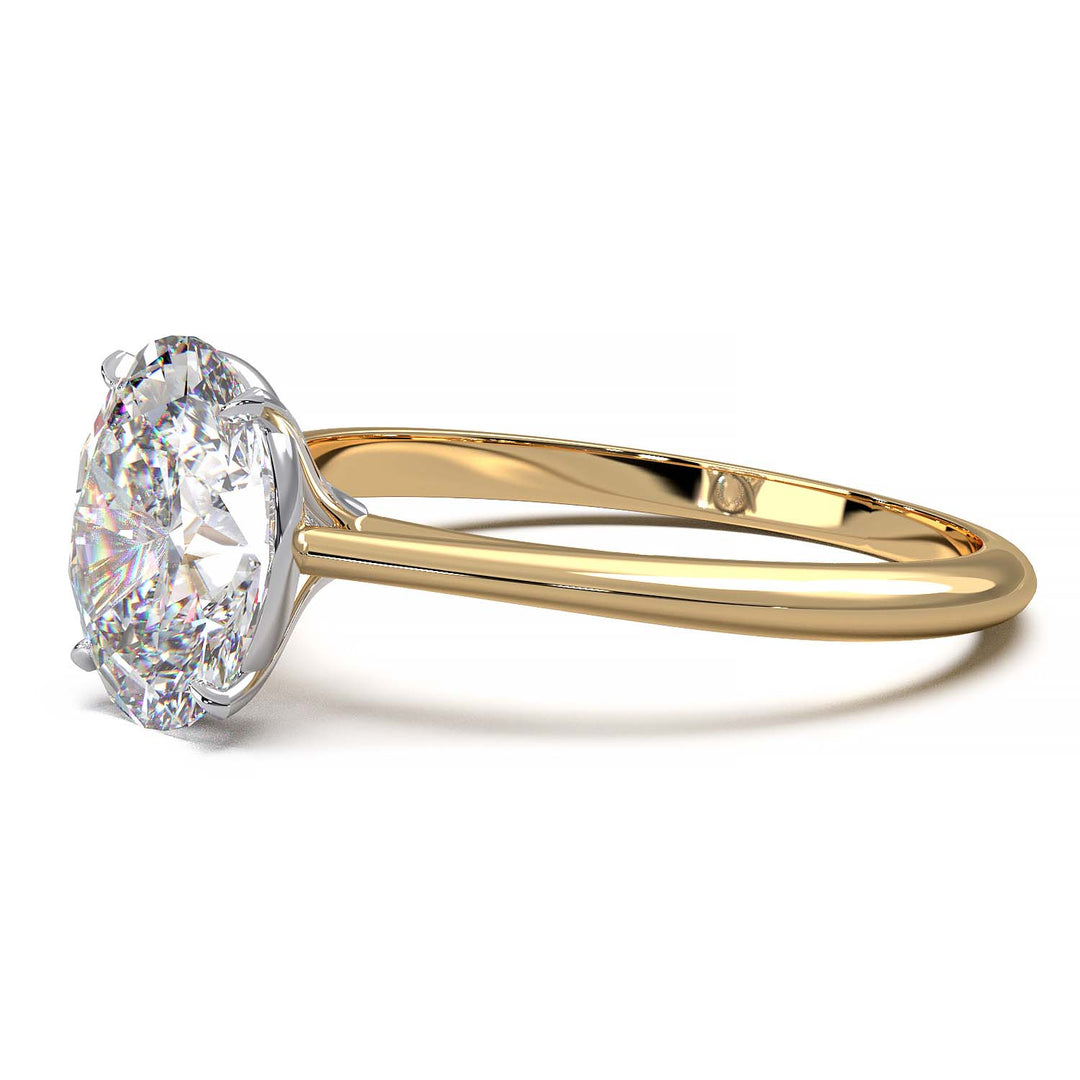 1.6 carat oval diamond two-tone cathedral solitaire engagement ring