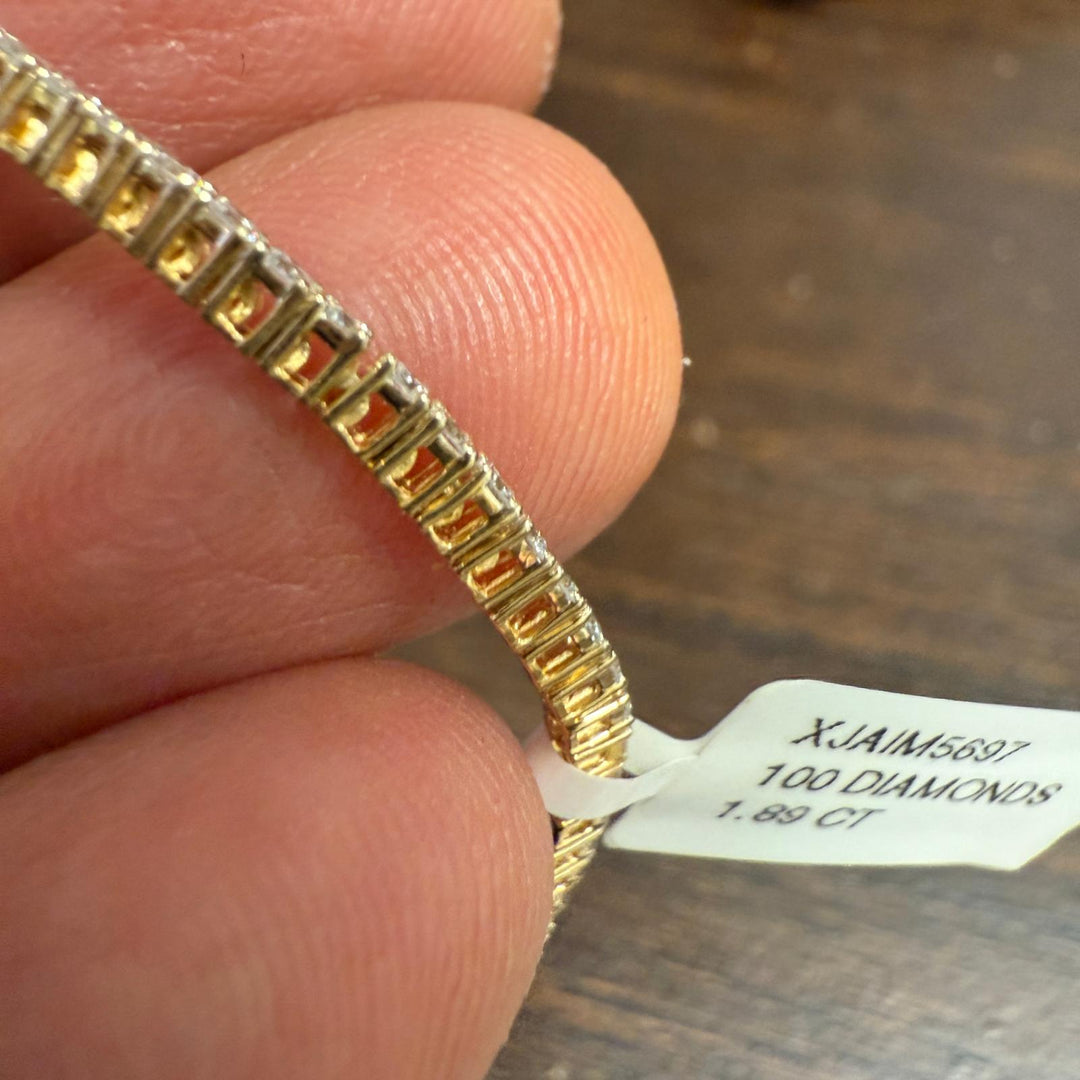 14K Yellow Gold Lab-Grown Diamond Tennis Bracelet, 1.89 CT