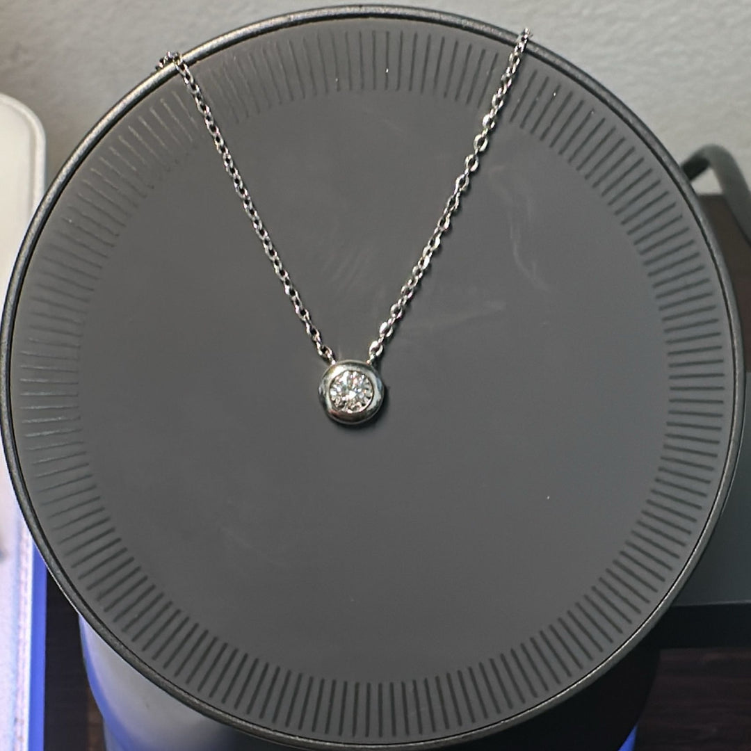 14K White Gold Bezel Diamond Necklace – Adjustable 16–18" Chain | RUDIX JEWELLERY