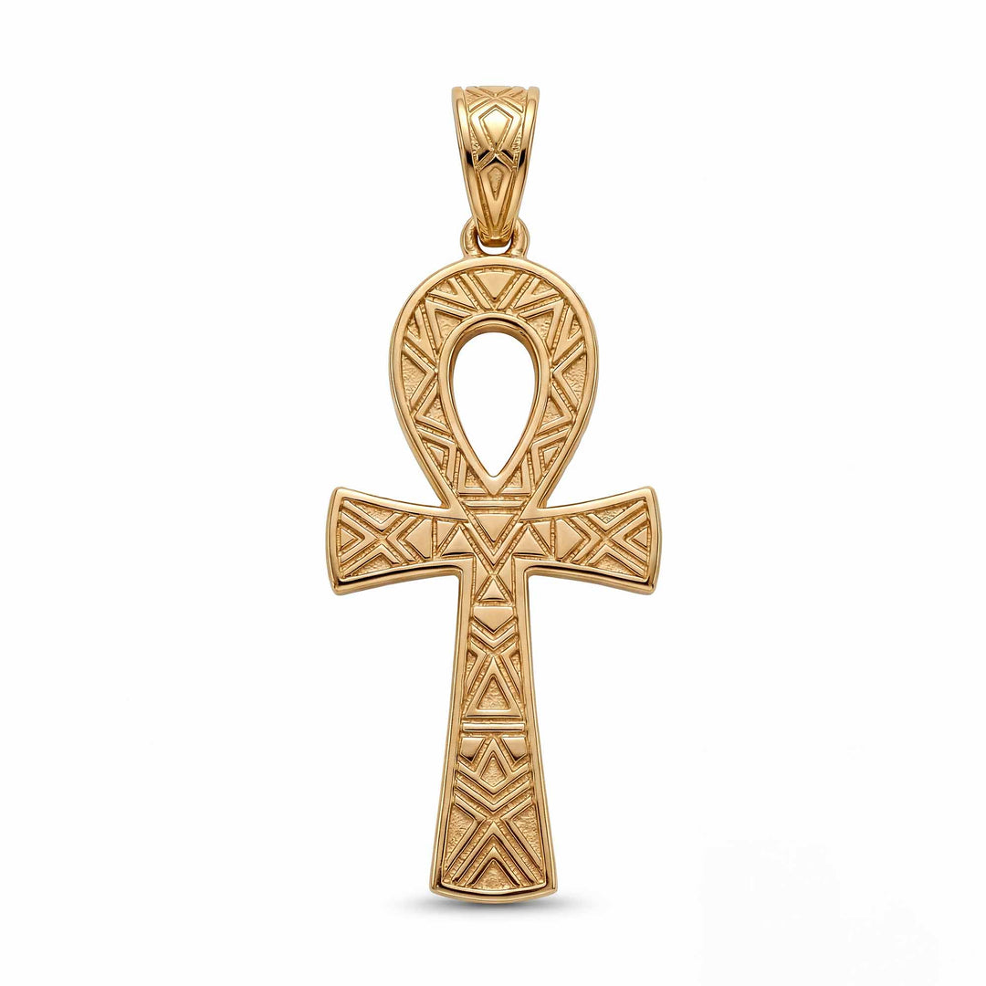30mm Ankh cross pendant with smooth polished finish on white background.