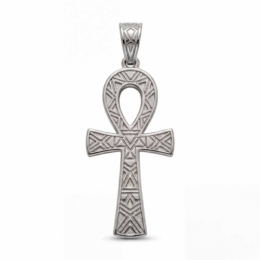 30mm Ankh cross pendant with smooth polished finish on white background.