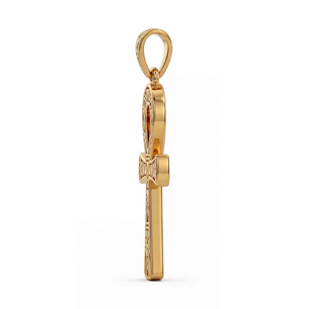 30mm Ankh cross pendant with smooth polished finish on white background.