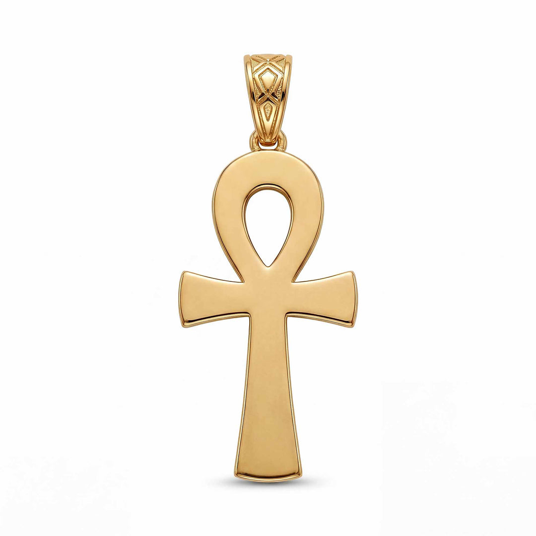 30mm Ankh cross pendant with smooth polished finish on white background.