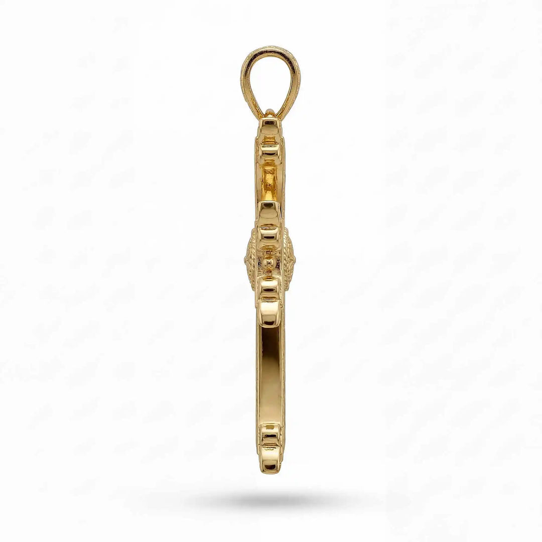 Ornate Armenian cross pendant necklace with detailed filigree design displayed on white background.