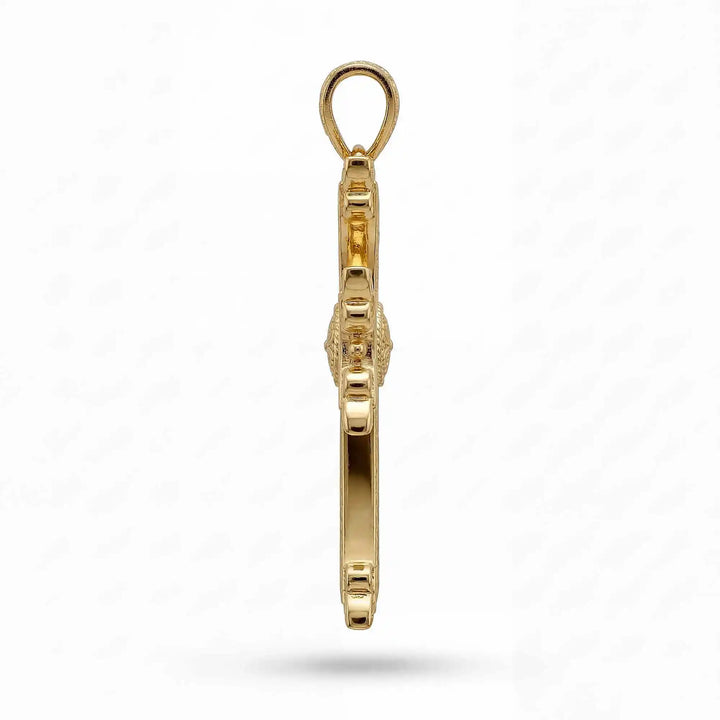 Ornate Armenian cross pendant necklace with detailed filigree design displayed on white background.