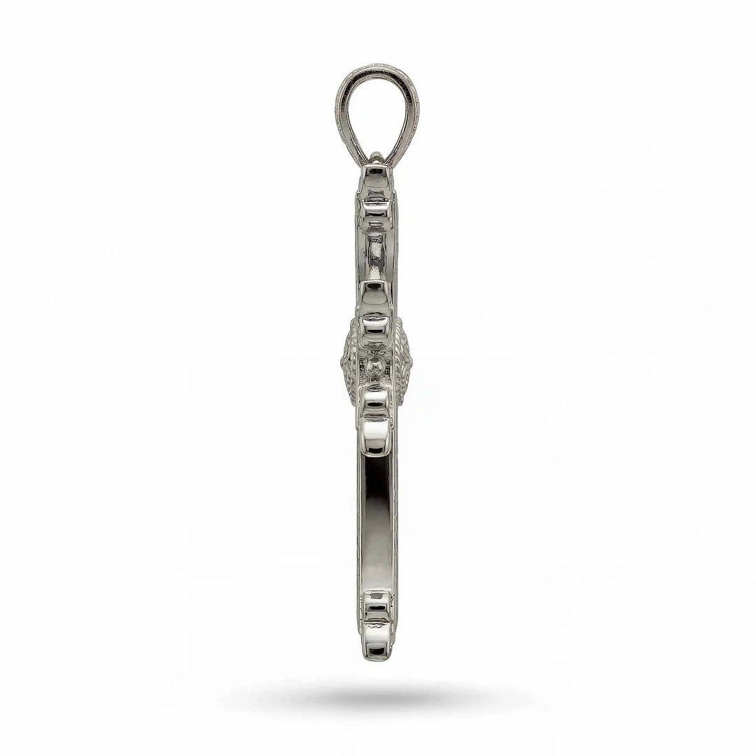 Ornate Armenian cross pendant necklace with detailed filigree design displayed on white background.