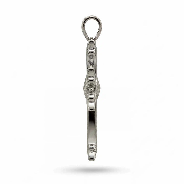 Ornate Armenian cross pendant necklace with detailed filigree design displayed on white background.