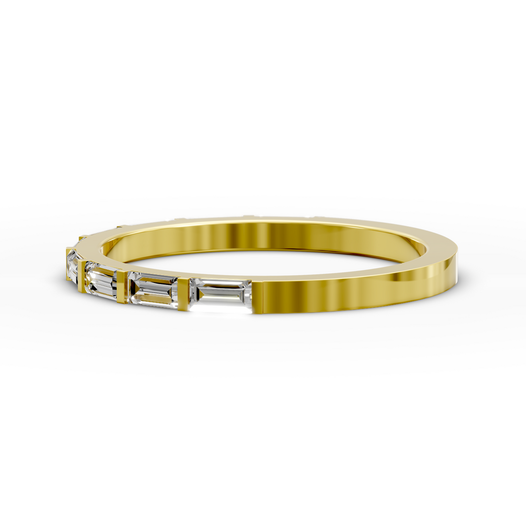 Baguette bar-set half eternity ring with rectangular stones in gold