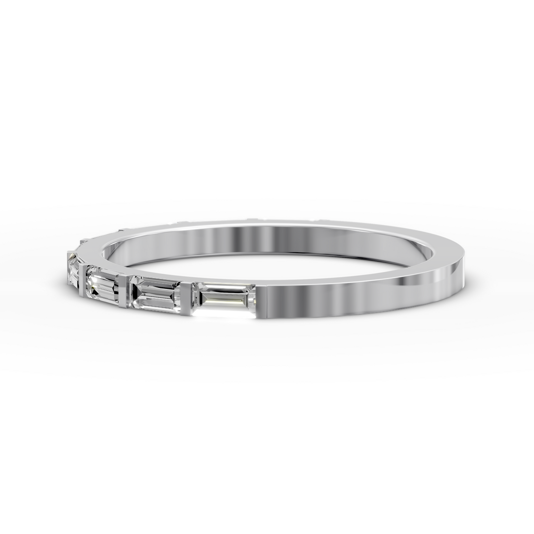 Baguette bar-set half eternity ring with rectangular stones in gold