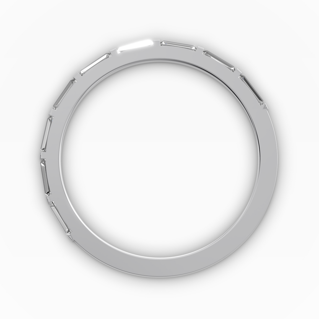 Baguette bar-set half eternity ring with rectangular stones in gold