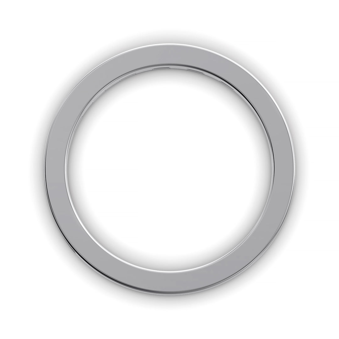 Baguette channel set modern wedding band in polished metal finish