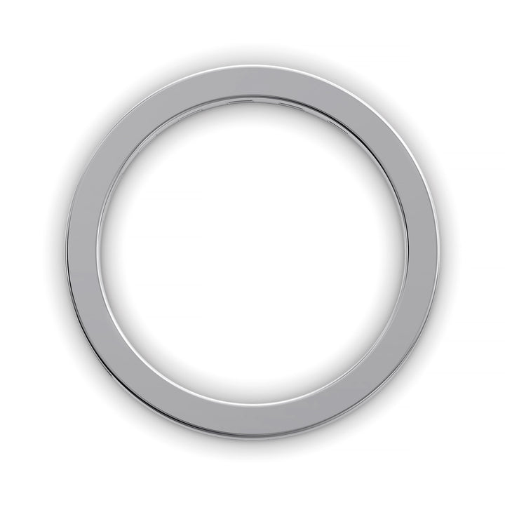 Baguette channel set modern wedding band in polished metal finish