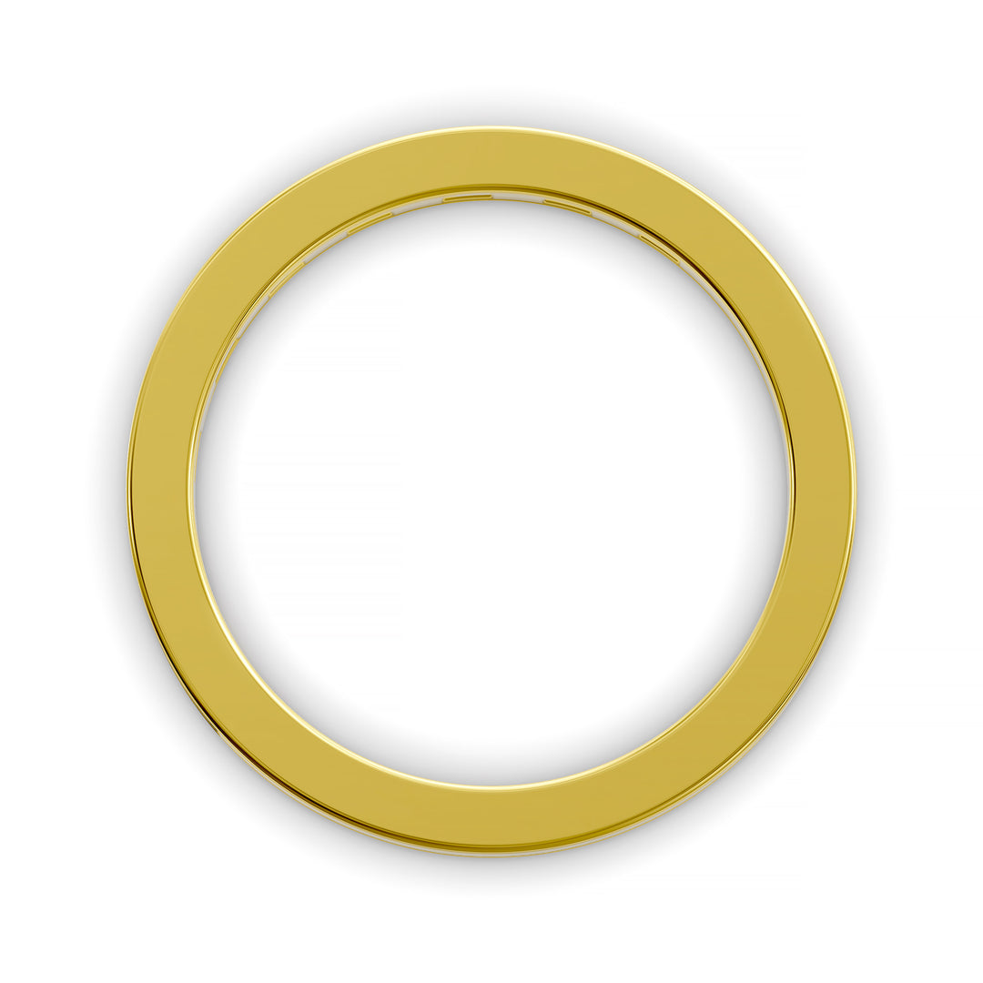 Baguette channel set modern wedding band in polished metal finish