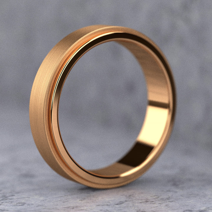 men’s brushed center band with polished step edges in 5.9 mm width