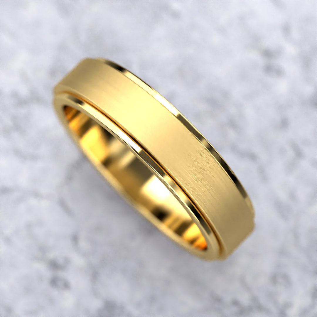 men’s brushed center band with polished step edges in 5.9 mm width