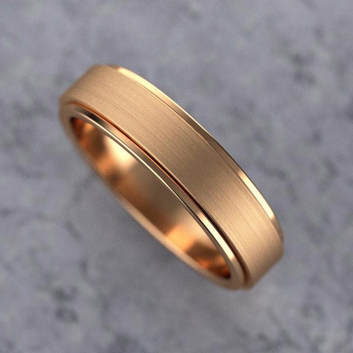 men’s brushed center band with polished step edges in 5.9 mm width