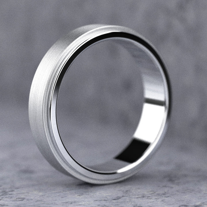 men’s brushed center band with polished step edges in 5.9 mm width
