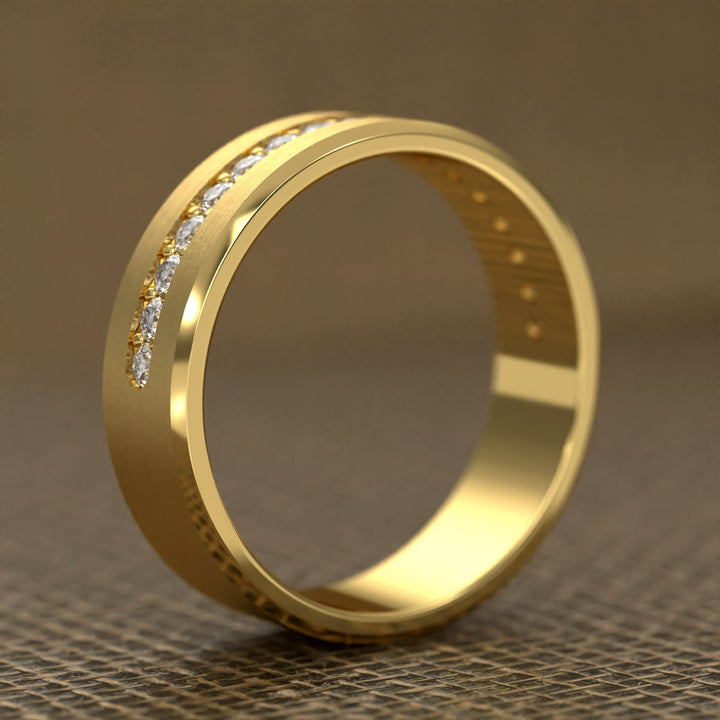 brushed half-eternity band with channel-set diamonds
