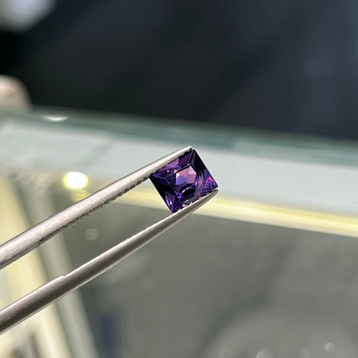 Certified 1.18ct unheated rectangular purple sapphire loose gem