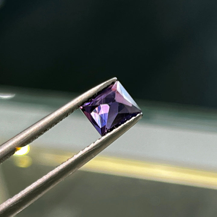Certified 1.18ct unheated rectangular purple sapphire loose gem