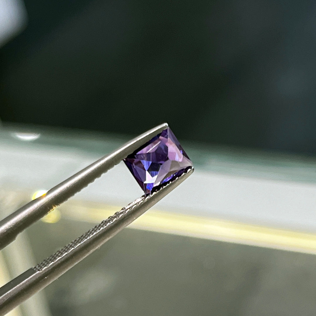 Certified 1.18ct unheated rectangular purple sapphire loose gem
